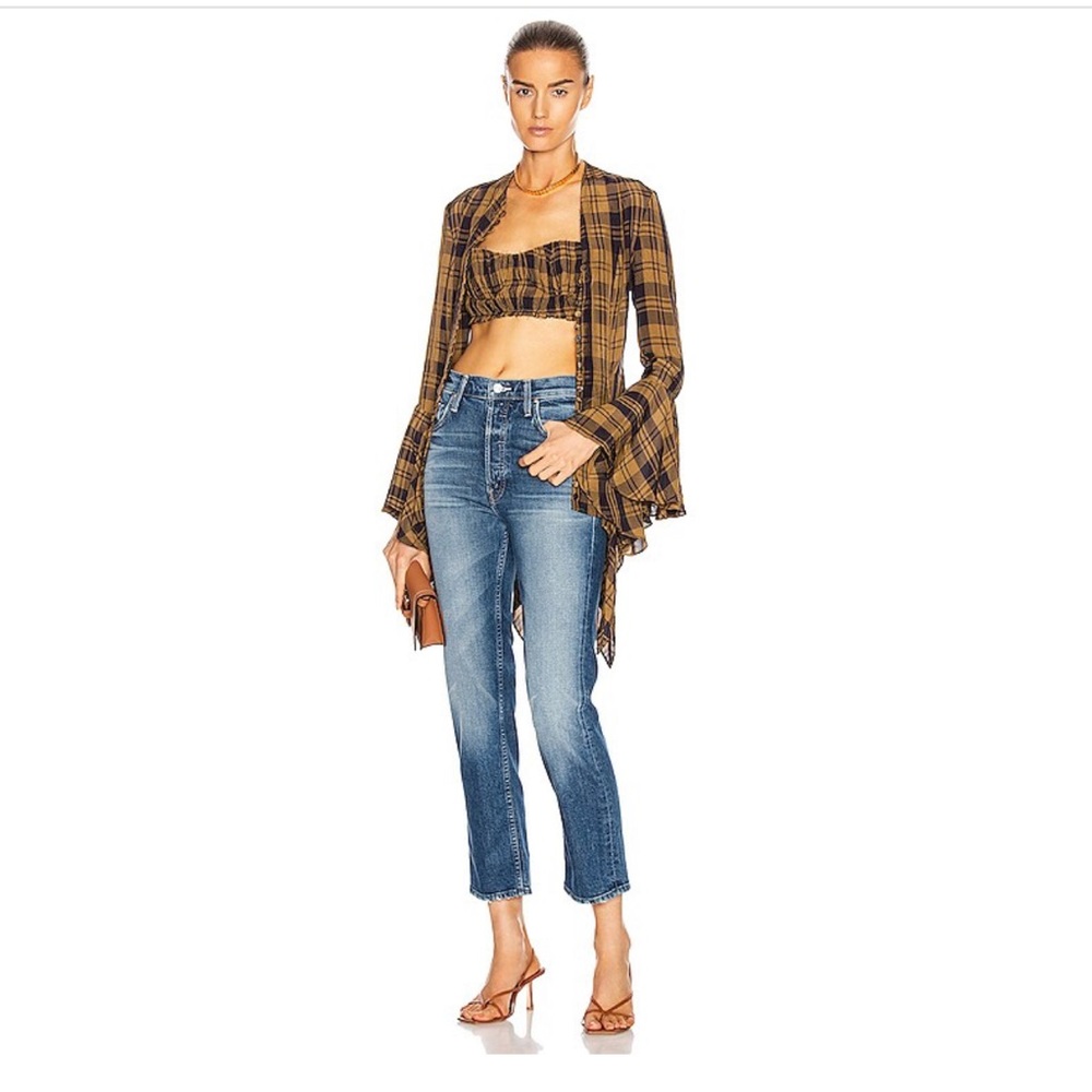 MOTHER Blue Cropped Straight Jeans